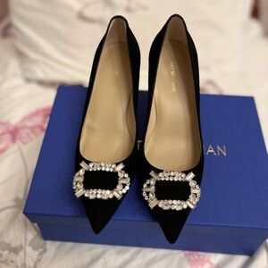 Stuart Weitzman ELOISE 75 PUMP-BLACK-SUEDE